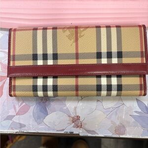 Burberry Beige and Burgundy Checkered Wallet
SOLD